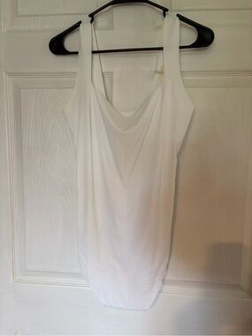 White Sleeveless Ribbed Body Suit NWT